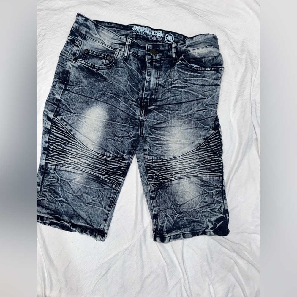Mecca Black Shorts Distressed Cuffed Casual